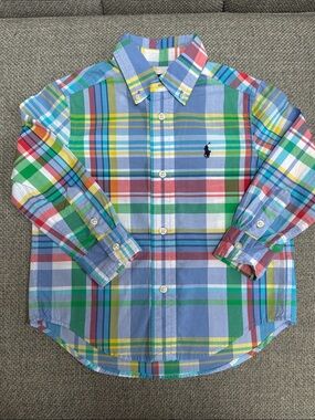 Ralph Lauren Boys Blue, Green, Red & Yellow Plaid Button-Down Shirt NWOT